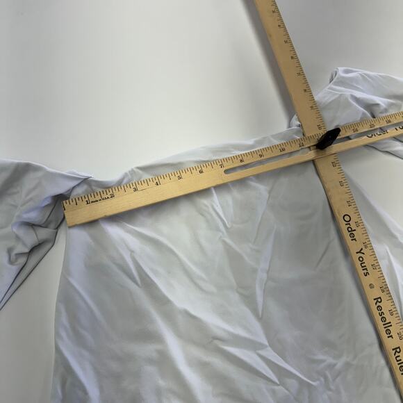 Susana Monaco Top Womens X Small White Blue Off Shoulder Peasant Blouse - Picture 8 of 9